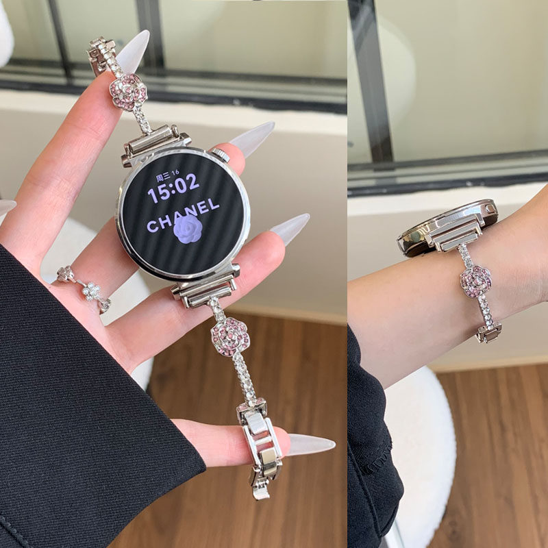 适用小米watch S4 41mm表带手环10/9/8/9pro/8pro镶钻山茶花color 2金属S1/S3/S2红米watch 5 4女款细款腕带