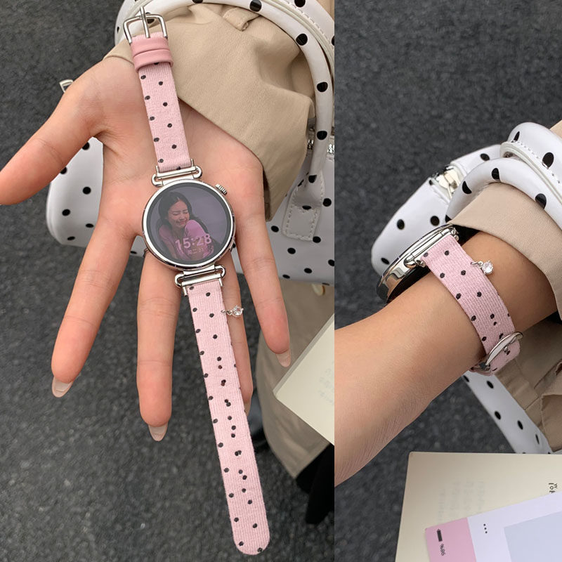 适用小米watch S4 41mm表带手环10/9/8/9pro韩系针织拼真皮小米color 2透气S1/S3/S2红米watch5/4女款腕带