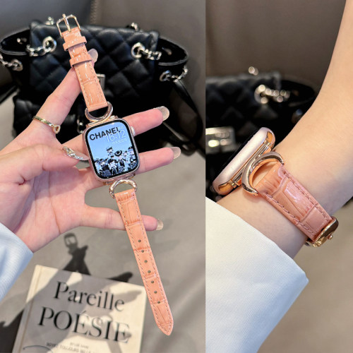 适用苹果S9手表iwatch Series 10表带漆皮表带S8/7/6/5/4简约百搭Ultra 3/2 潮款45mm/38/49