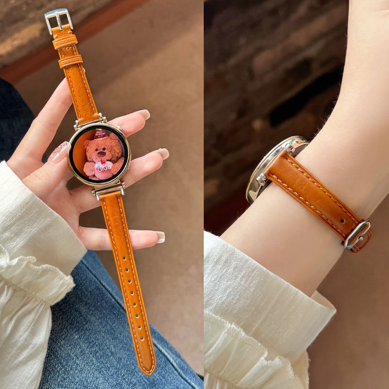 适用小米watch S4 41mm表带手环10/9/8/9pro头层牛皮真皮小米color 2透气S1/S3/S2红米5/4男女新款腕带运动