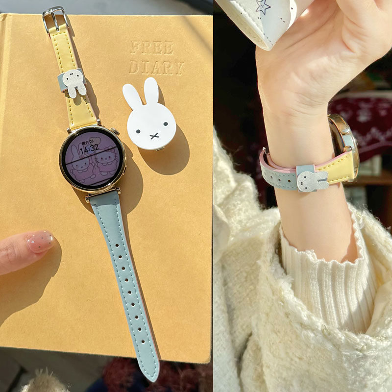 适用GT6华为GT5 pro手表GT4表带gt3拼色兔子油皮真皮watch5/4/3女新款腕带荣耀5 Magic2手环10/9替换Fit4透气,智能设备,智能手表手环表带/腕带,淘宝优惠券,粉丝福利购,淘宝优惠卷