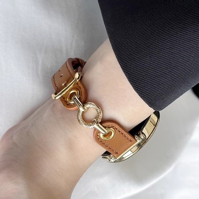 适用小米手环9/9pro手表8/7/6不锈钢拼真皮表带S4 41mm轻奢高级感小米color2创意watch S1 /S3/S2红米54女款