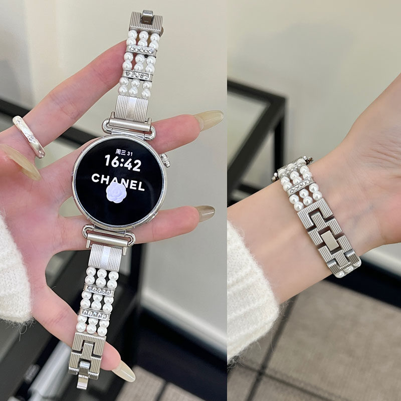 适用华为GT6手表GT5 pro表带GT4小香风珍珠gt3金属FIT4细款GT2女款腕带Watch5/4/3荣耀轻奢高级手环11/10潮款