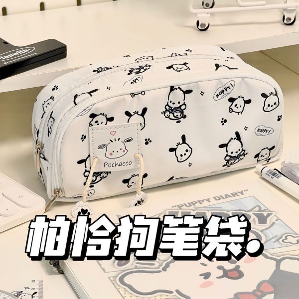 拉链狗笔袋印花铅笔盒学生帕恰可爱简约黑白文具袋大容量色多层