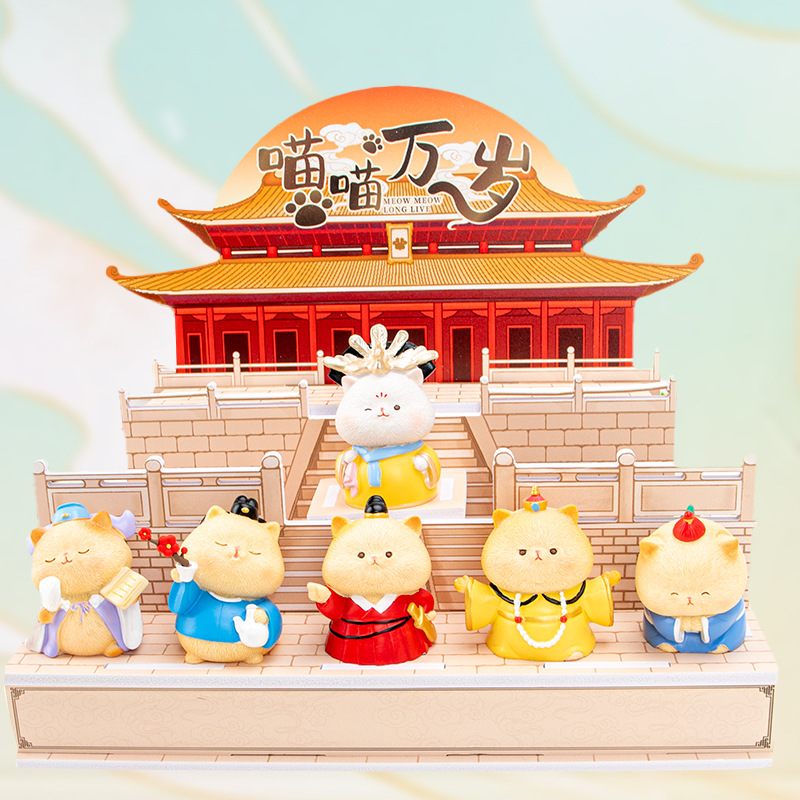 正品喵喵万岁盲盒创意猫咪工艺品潮玩树脂手办桌面装饰生日礼物女