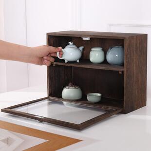 实木紫砂壶展示架防尘茶杯架茶具茶宠博古架茶叶柜桌面置物架茶柜