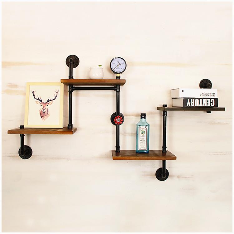 铁艺水管置物书架酒吧架挂墙面装饰复古墙上创意工业风隔板壁挂子