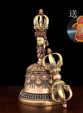 尼泊尔工艺藏传纯铜三色五股金刚铃杵金刚杵做工精致声音清脆响亮