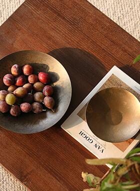 形上黄铜水果盘侘寂中古客厅餐桌摆件样板房样品屋展示中心玄关桌