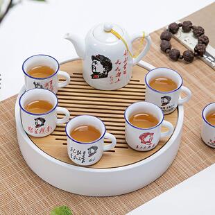 怀旧全手工功夫泡茶壶家用正宗防搪瓷茶壶迷你陶瓷复古茶壶 经典