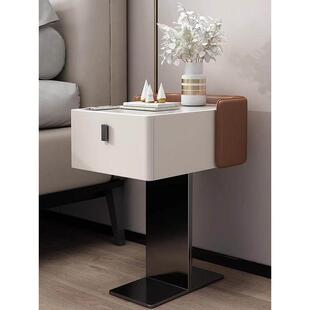 轻奢岩板床头柜现代简约高级感小户型卧室迷你床头柜夹缝床边柜窄