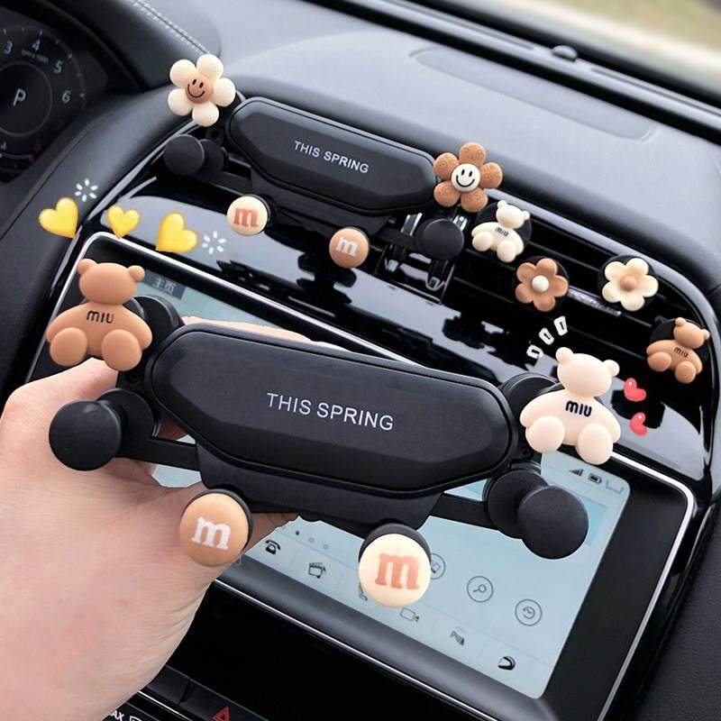 可爱车载手机架新款通用汽车支架出风口女卡通车用导航固定支撑架