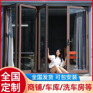 重型折叠门推拉隔断门商铺汽车美容门店车库铝镁合金玻璃大折叠门
