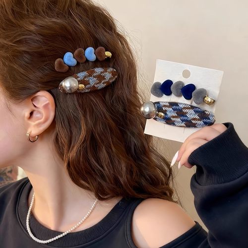 高级感发夹女爱心撞色侧边夹前额一字发卡碎发刘海夹2025新款头饰