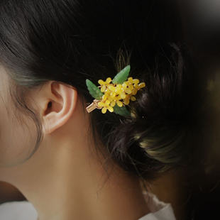 桂花夹子头饰发夹 边夹女侧边古典设计头家旗袍国风配饰茶服日常