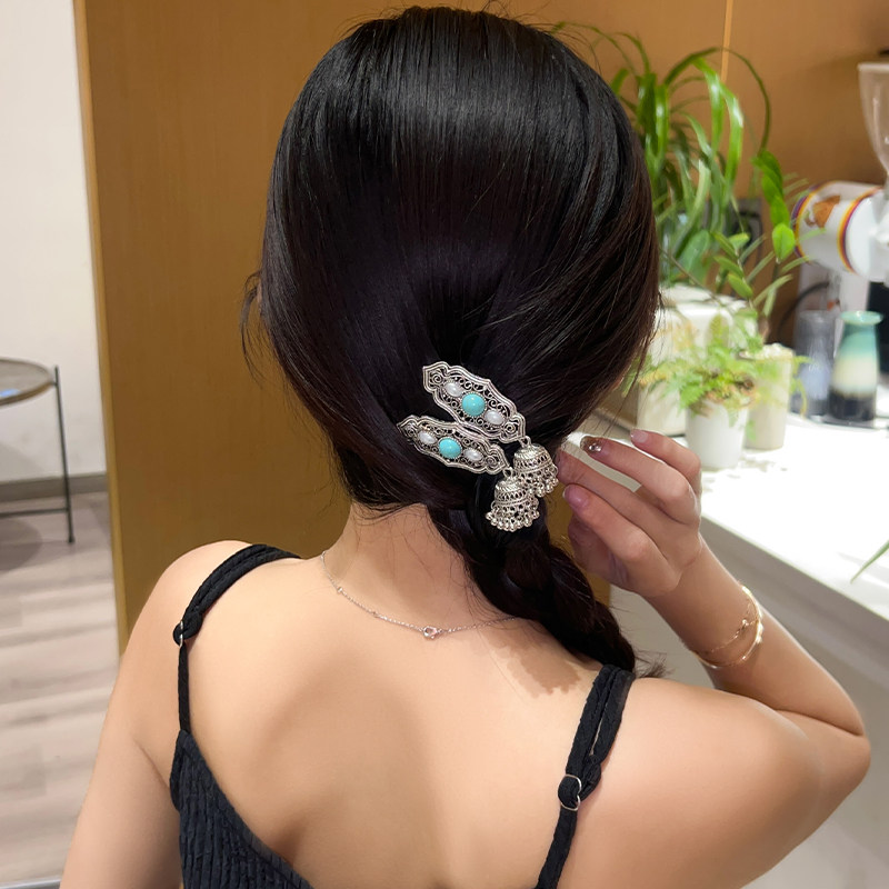 松绿石铃铛侧边夹！轻奢流苏