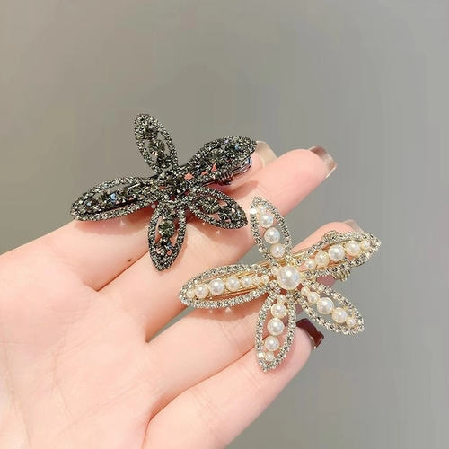 精致珍珠花朵发夹侧边夹