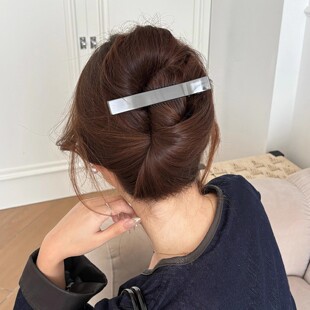 银色金属发夹后脑勺高级感盘发鸭嘴夹子头饰一字夹发卡女大号抓夹