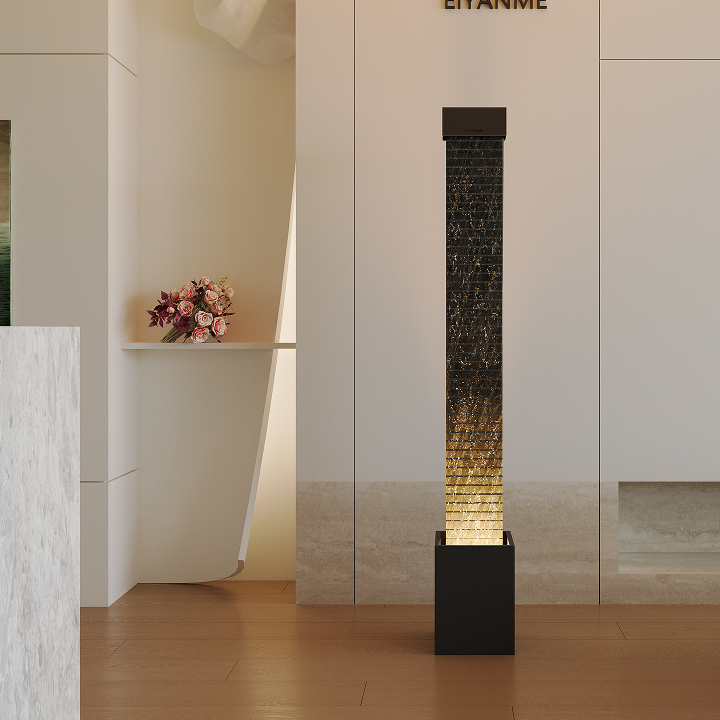 现代流水摆件极简落地大型水幕墙装饰轻奢客厅高级感玄关循环水景