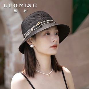 女款 法式 赫本風(fēng)草帽女新m款 可折疊海邊度假遮陽帽子夏季 防曬 時尚