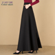 高腰a字大摆半身O长裙黑色大码 女垂感半身裙秋冬季 中长款 跳舞裙子