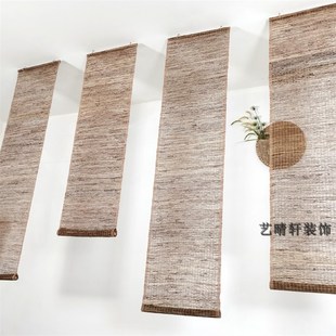 苎麻帘玄关垂帘隔断帘日式挂帘免打孔麻帘屏O风帘草帘半遮帘透光