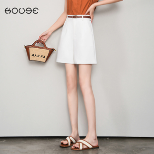 2024新款 女夏季 薄款 热裤 白色西装 高腰显瘦阔腿a字休闲五分裤 短裤