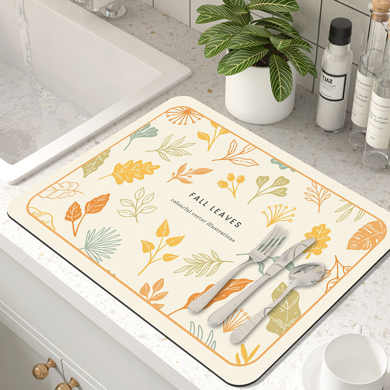 厨房台面沥水垫软皮革吸水垫餐具水杯垫洗手台水池防滑免洗垫子,居家布艺,厨房地垫,淘宝优惠券,粉丝福利购,淘宝优惠卷