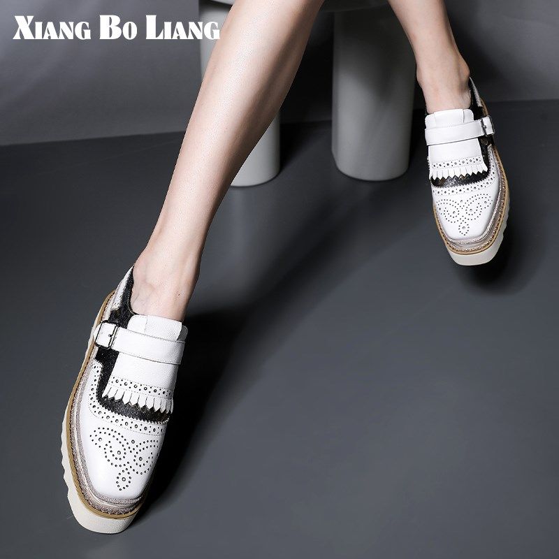 手工鞋松糕鞋女英伦小皮鞋20w24新款女士真皮复古雕花坡跟厚底单,女鞋,松糕（摇摇）鞋,淘宝优惠券,粉丝福利购,淘宝优惠卷