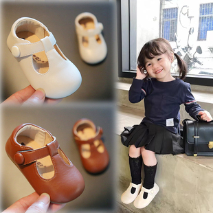 女宝宝春秋方口小皮鞋婴儿0-1一2岁防滑软底学步鞋女小Y童公主鞋