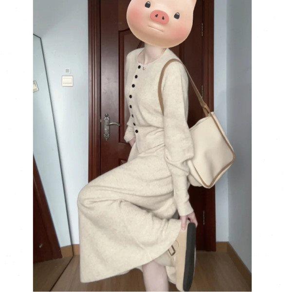 韩系针织毛衣连衣裙子女2024新款秋冬季大衣内搭打底修身气质长裙,女装/女士精品,时尚套装,淘宝优惠券,粉丝福利购,淘宝优惠卷