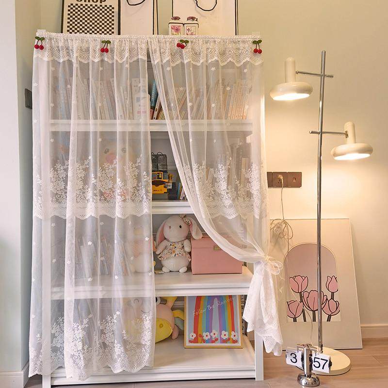 简易少女法式g蕾丝遮挡帘置物架铁架免打孔防尘帘门帘魔术贴自粘,居家布艺,柜类遮挡帘,淘宝优惠券,粉丝福利购,淘宝优惠卷