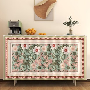 客厅柜子遮挡杂物帘子开放式橱柜防尘帘免打孔轨道V桌子魔术贴布