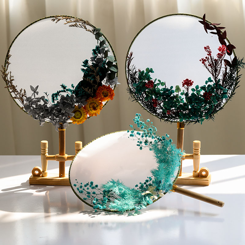 干花团扇dciy材料包 儿童手作团建区社38妇女节母亲节520暖场活动