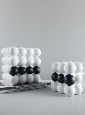 现代简约树脂球状立方体摆件样板房客厅售楼处桌面Y软装饰品摆设