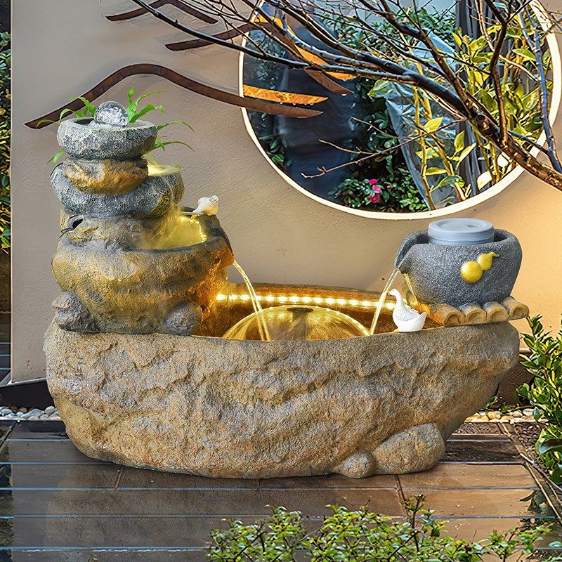 庭院客厅竹排陶i罐流水摆件循环水生财落地山水喷泉古法鱼缸造景,家居饰品,流水摆件,淘宝优惠券,粉丝福利购,淘宝优惠卷