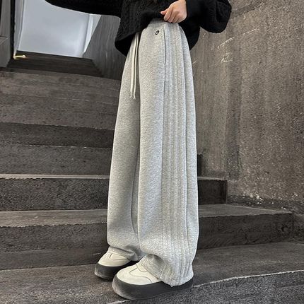 女童秋装b裤子加绒加厚2025新款洋气大童秋冬一体绒卫裤儿童阔腿