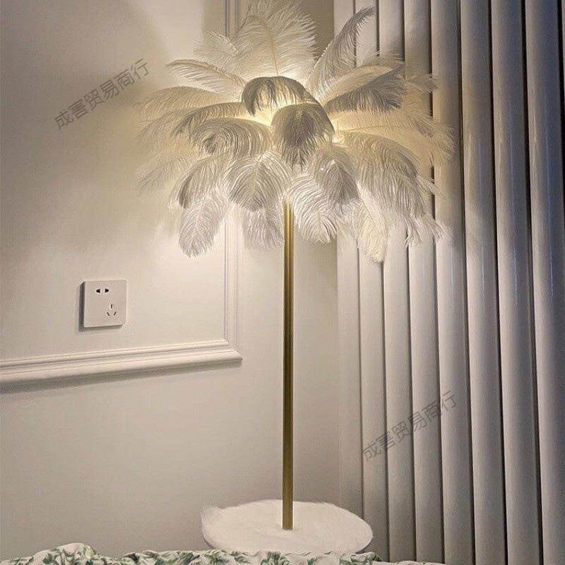 网红茶几落地灯带置物架立式驼鸟羽毛落地灯北欧客厅沙发卧室,农机/农具/农膜,播种栽苗器/地膜机,淘宝优惠券,粉丝福利购,淘宝优惠卷