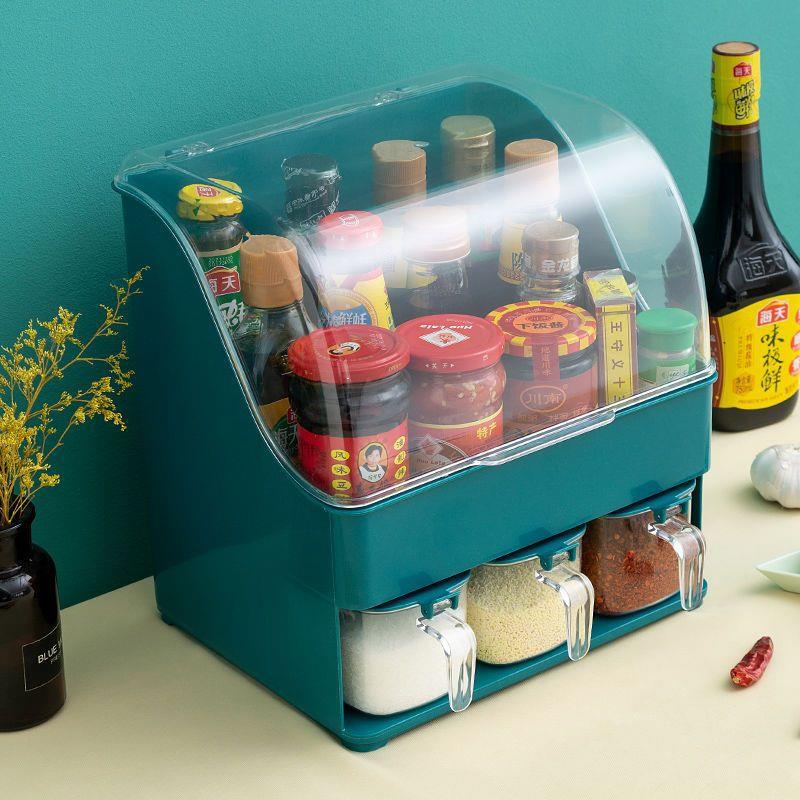 厨房多功能防潮用品家用防尘调料瓶储物罐置物架套装组合调味品罐