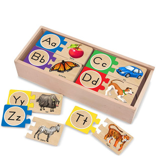 Puzzles Box拼圖 Alphabet Self Wooden Storage Correcting With