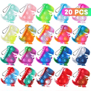Dinosaur Pop it Keychain Fidget Toys Its Party Favors Kids