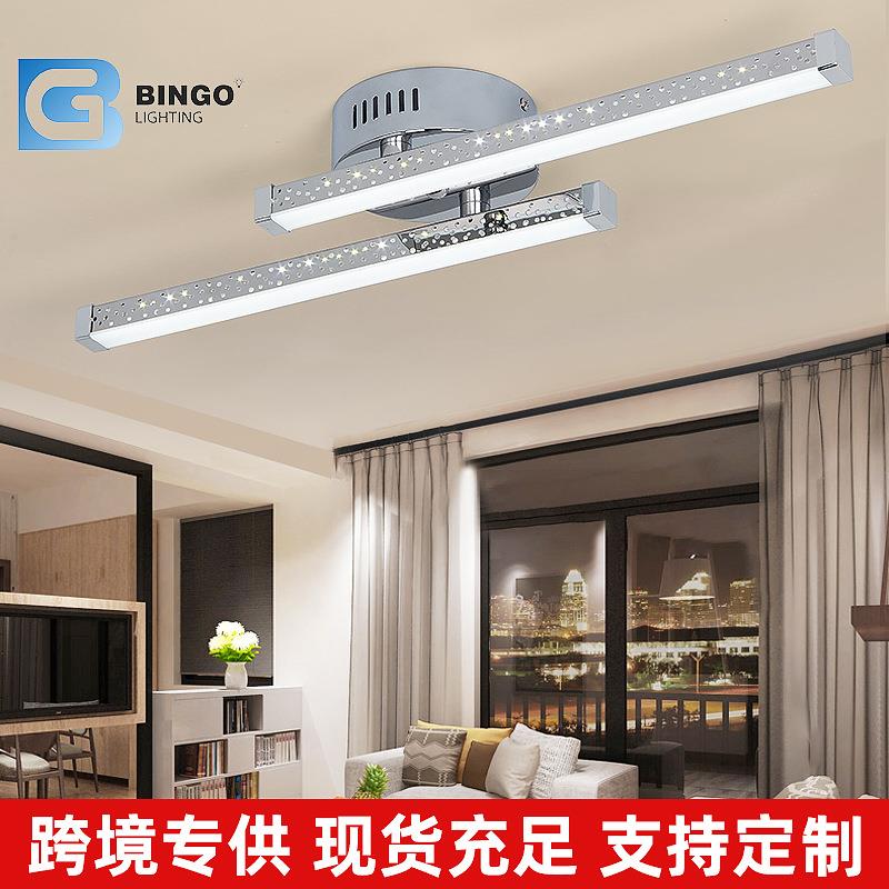 跨境新品 两条平行镂空吸顶灯现代简约可调光卧室餐厅吸顶灯