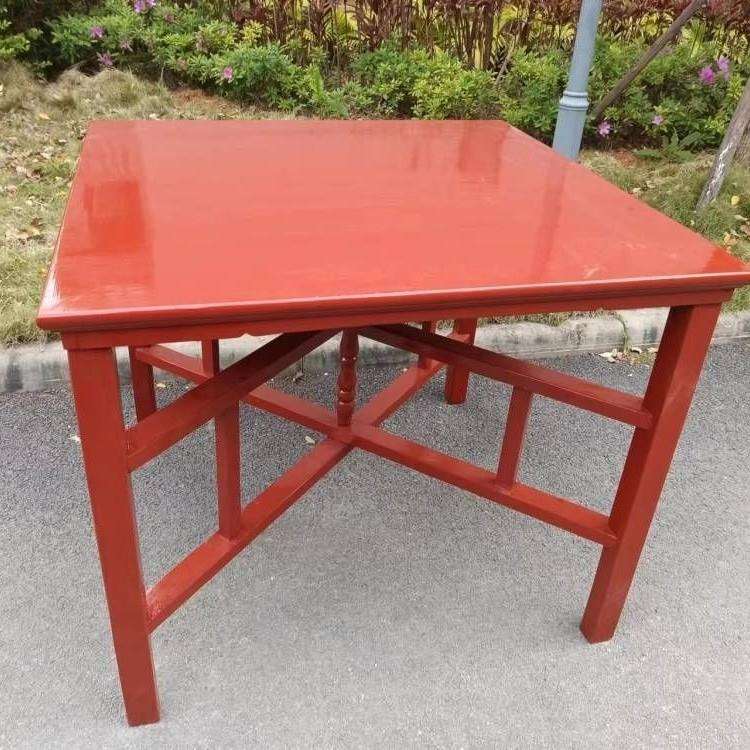 7K实木铁红八仙桌农村仿古折叠拆卸原木正方形中式餐桌拜拜供桌儿