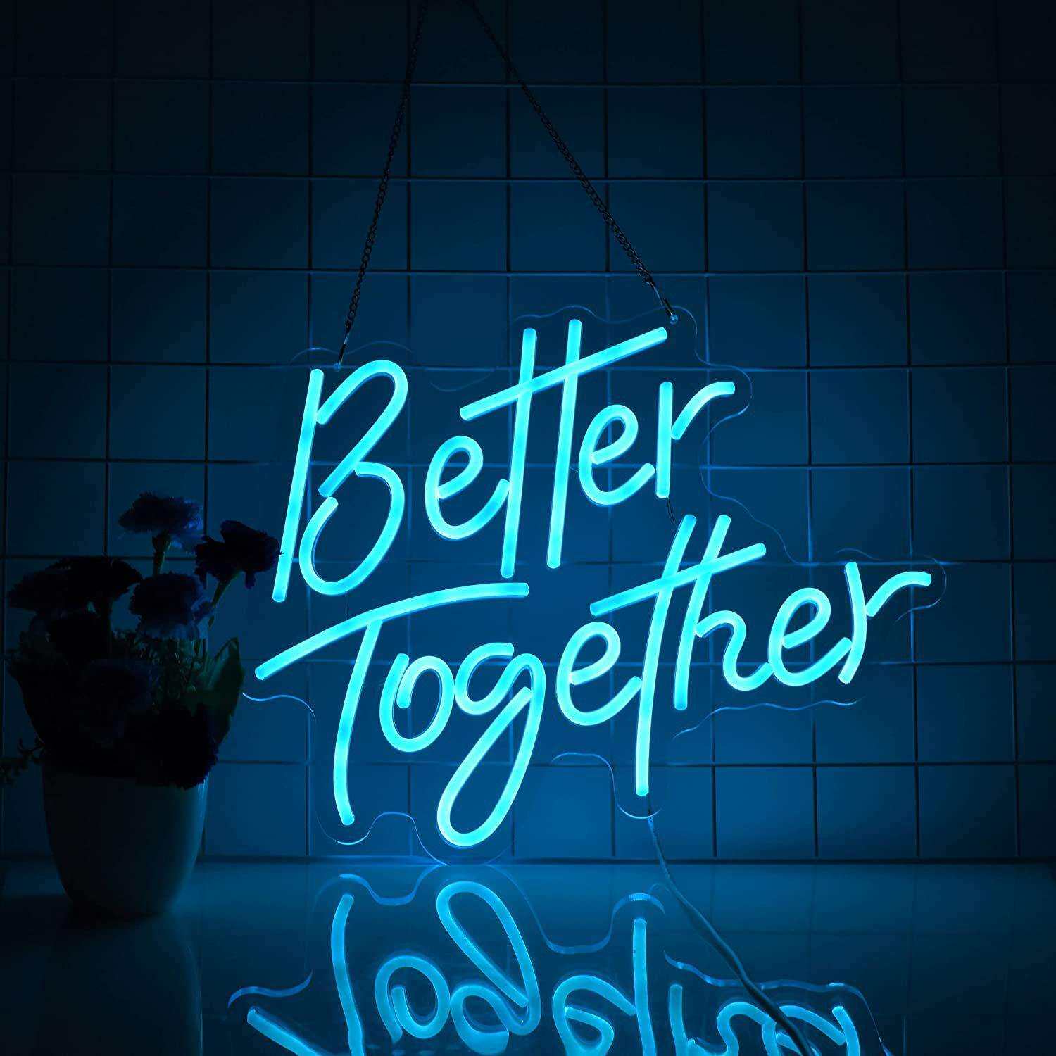 跨境大平台畅销款led霓虹灯一起更好英文室内装饰氛围字母灯外贸