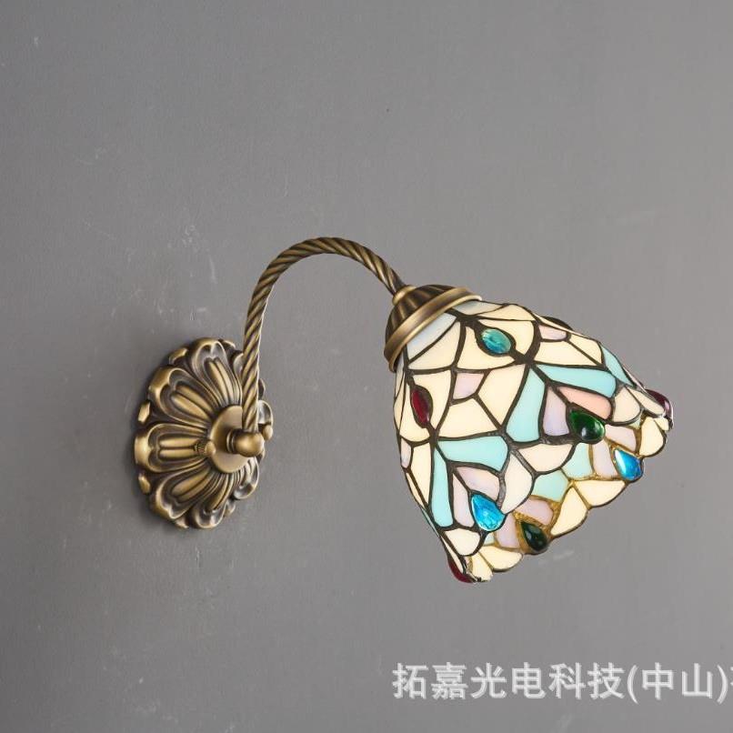 欧式复古蒂凡尼壁灯镜前灯田园卧室过道客厅床头墙壁灯卫生间镜灯