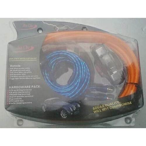 汽车音响 1500W汽车低音炮线车载功放套线 JC磨砂8GA蓝明套线