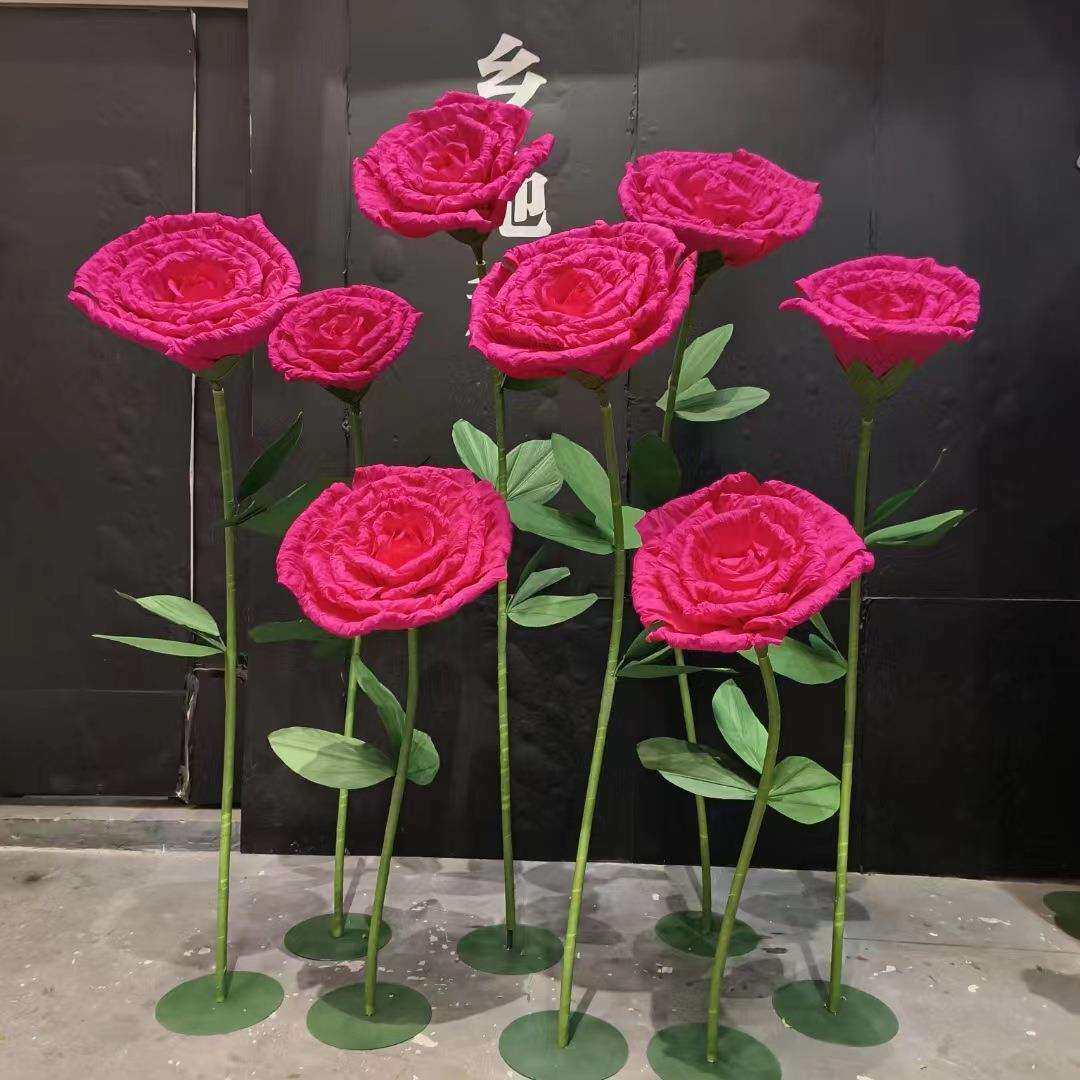 巨型玫瑰花节日道具户外装饰一支网红超大玫瑰仿真花超级大玫瑰花