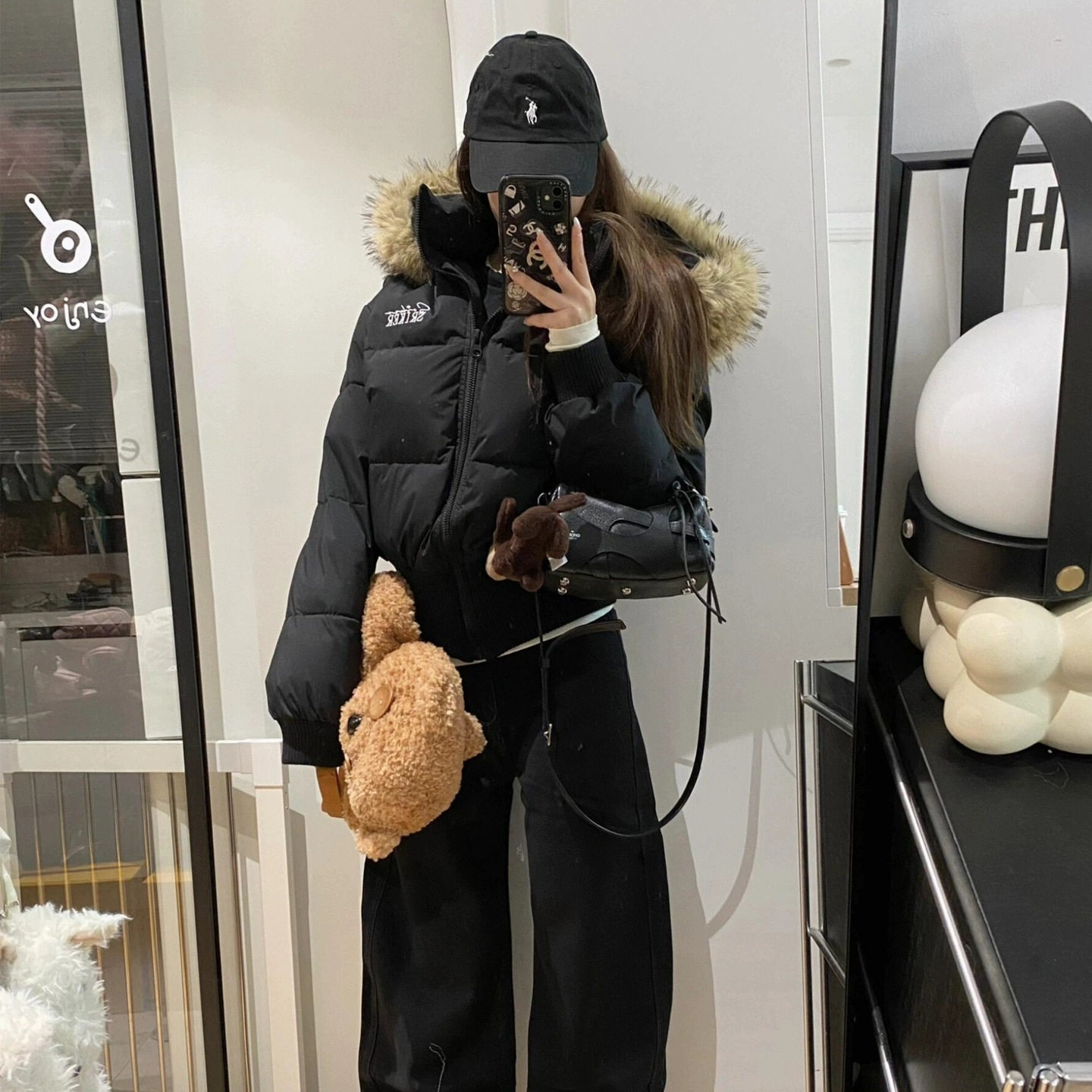 黑色短款大毛领连帽棉服女冬季2025新款保暖收腰显瘦棉衣棉袄,女装/女士精品,皮裤,淘宝优惠券,粉丝福利购,淘宝优惠卷