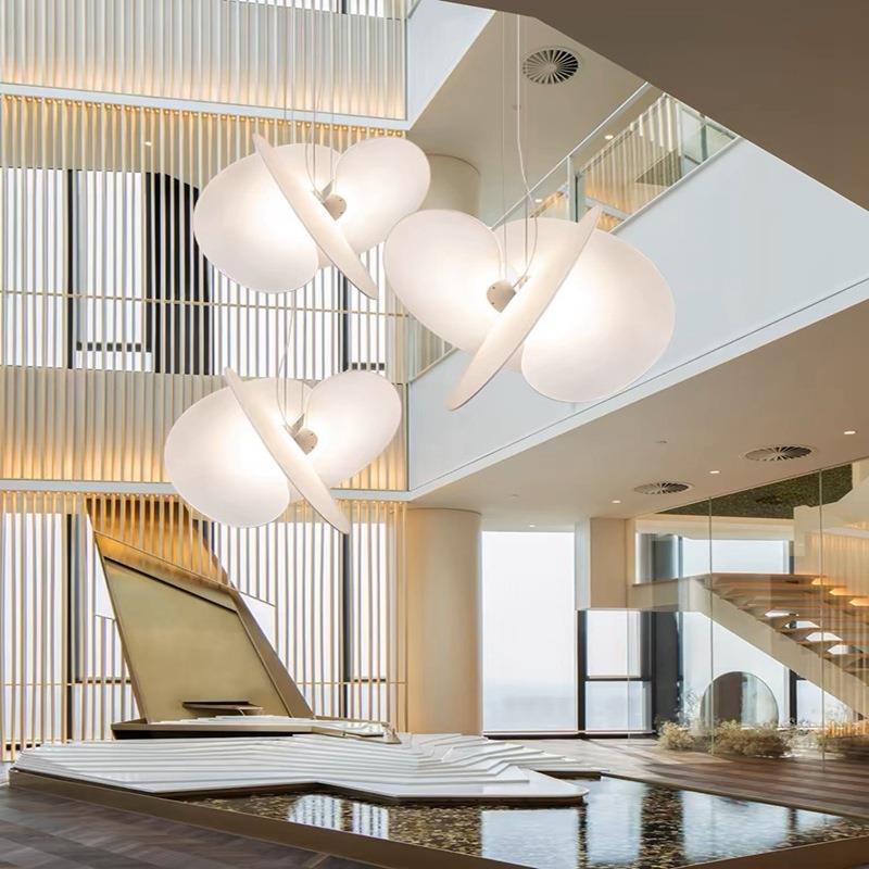 创意蚕丝客厅吊灯设计师款餐厅吊灯loft民宿卧室挑高复式楼梯灯具