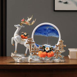 创意流沙画鹿山景摆件家居饰品电视柜客厅酒柜玄关办公室摆设